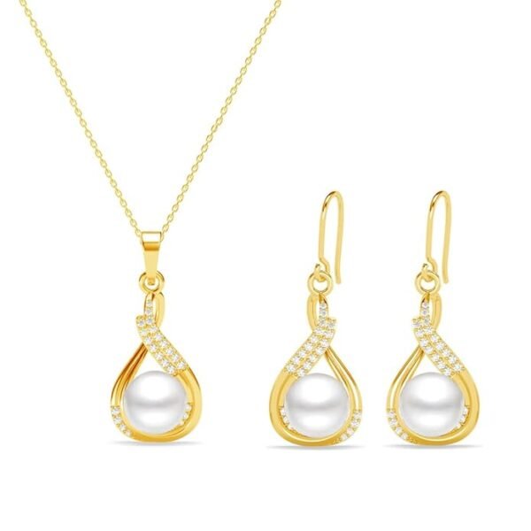 Clara 925 Sterling Silver Esin Real Pearl Pendant Earrings Chain Necklace Jewellery Set