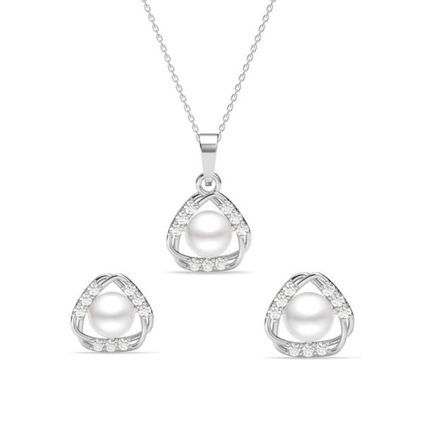 Clara 925 Sterling Silver Zuha Freshwater Pearl Pendant Earrings