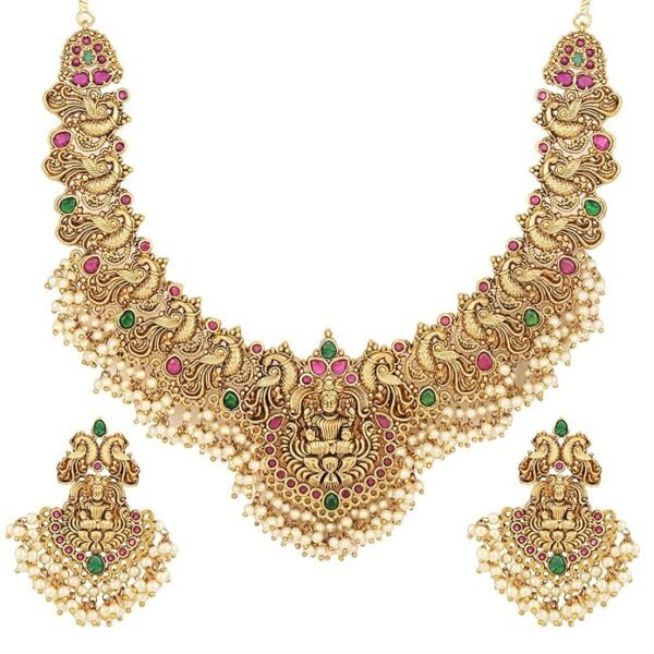 Shining Diva Fashion Latest Stylish Fancy Pearl Choker Traditional Jewellery Set for Women